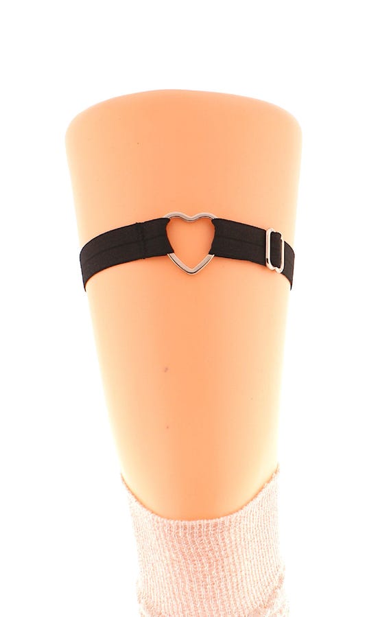 Black Thigh Garter With Heart Adjustable Elastic Leg Strap Gothic Body  Jewelry Handmade XS S M L XL 2XL 3XL Plus Size Friendly Goth Style - Etsy