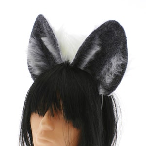 Headband ears, grey white cat ears, cosplay neko kawaii ears, neko animal cosplay ears headband, kitten ears, kittenplay ears headband
