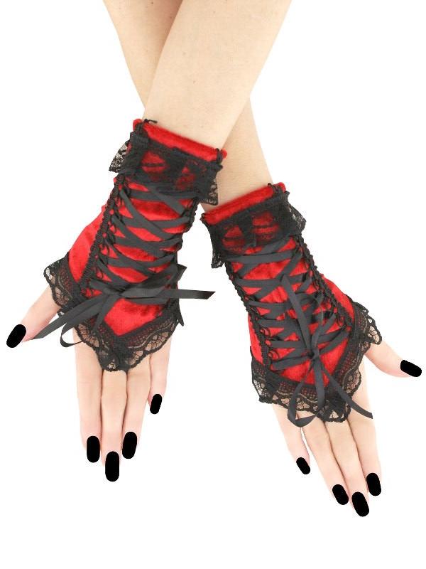 Black purple velvet gloves fingerless wrist warmers romantic gloves, womens evening gloves lacing corset short warmers costume gothic goth