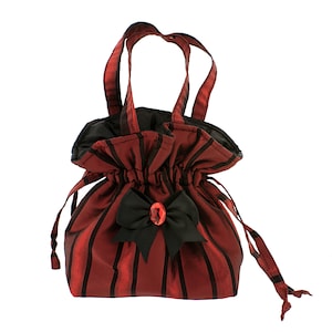 Kordelzug Eimer Tasche Damenhandtasche mit Schleife formale burgund gestreift Handtasche Abend Armband handgefertigte Clutch Vintage elegant