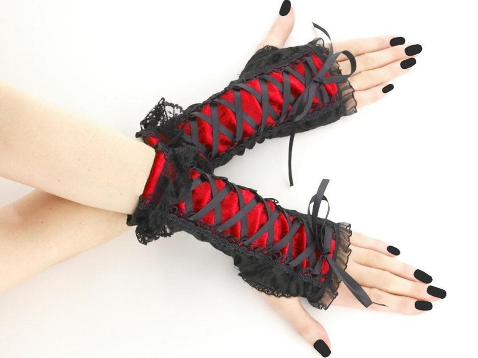 Gothic schwarz fingerlose Handschuhe Pulswärmer Goth Burlesque Etsy