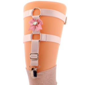 One Bow Garter Betl Adjustable White Satin Elastic Leg Garter for Thigh High Socks and Stockings Crocodile Clips Durable Hold Sock hold ups