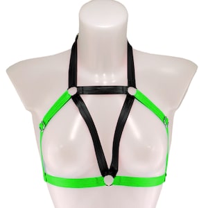 Harness for womens adjustable elastic strappy pastel lingerie chest top stretch ribbon body cage ring dancing  burlesque all sizes