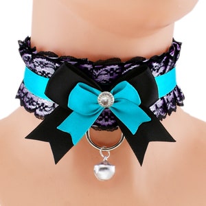 Collier chaton en dentelle fait main : tour de cou Petplay avec cloche