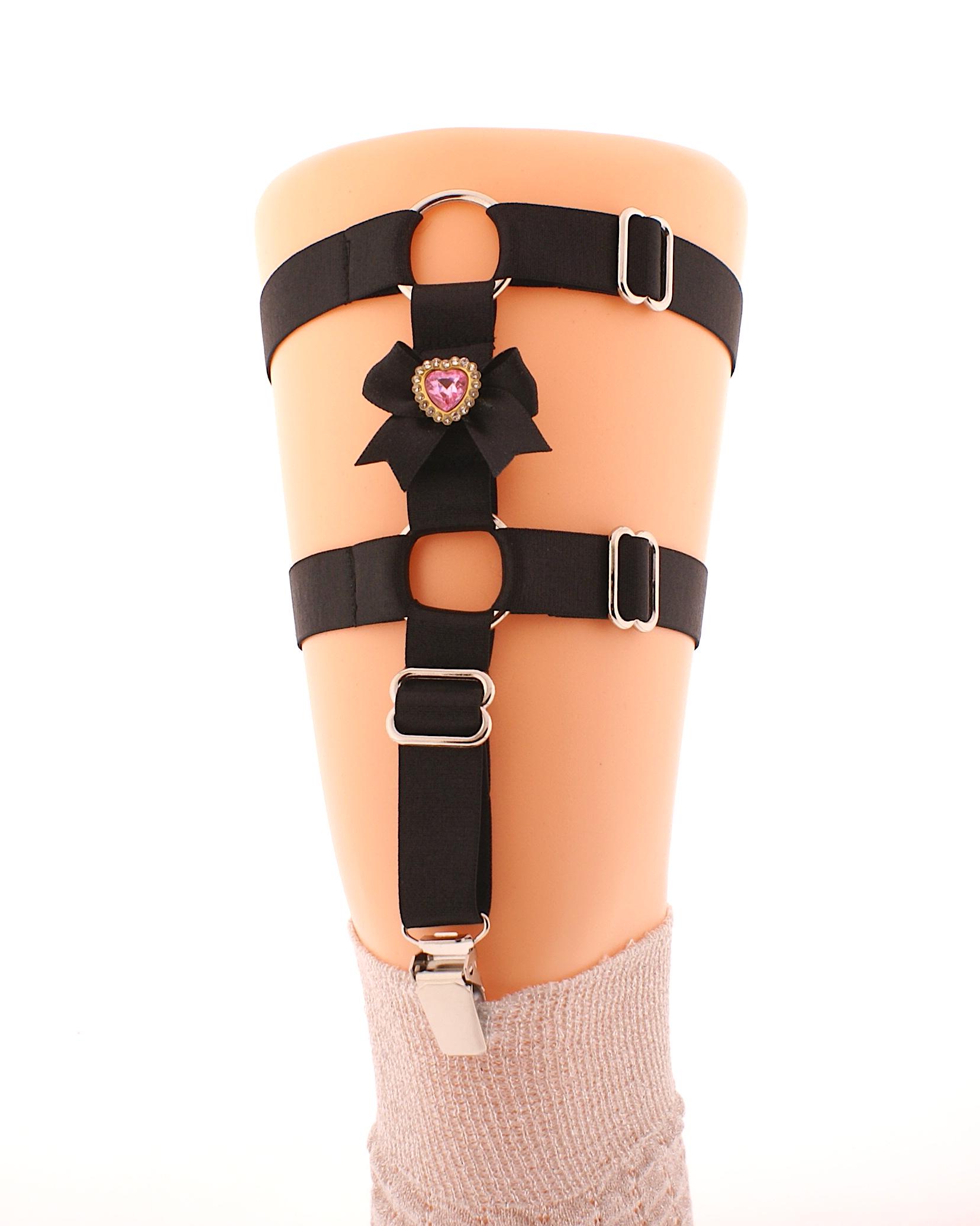 vibrating.dildo Satin Leg Garter with Bow, Adjustable Gothic Thigh Garter for Stockings,  Pastel Goth Festival Outfit, Costume Style Leg Harness, Lingerie
