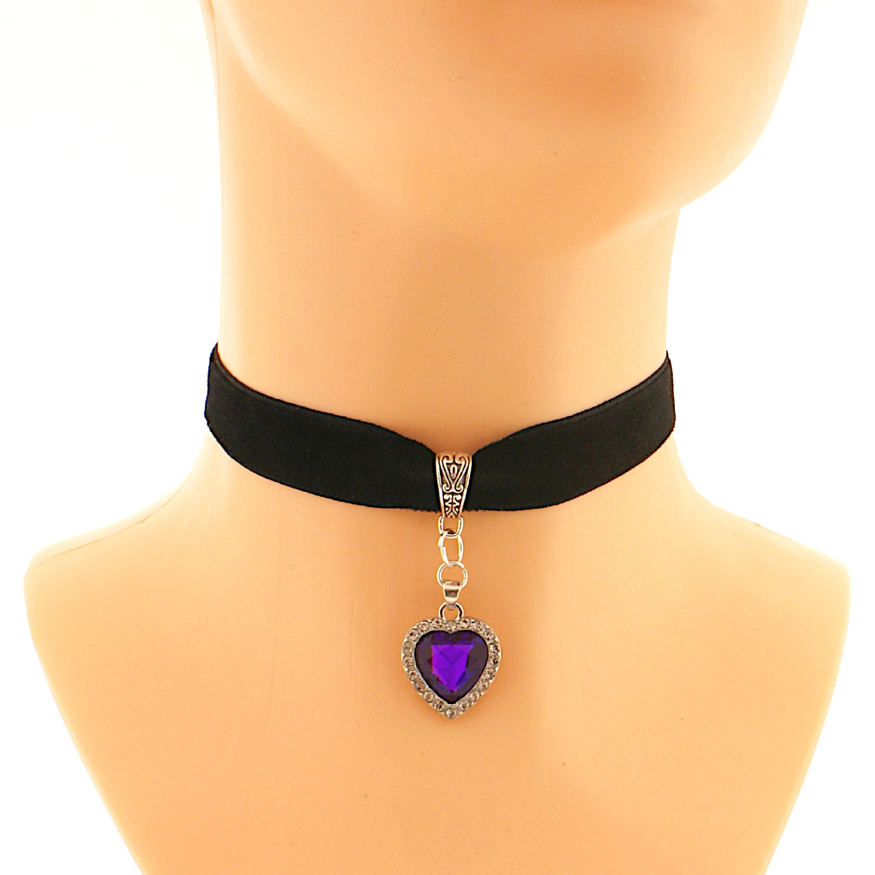 Gothic Black Velvet Choker Necklace With Butterfly Pendant - Steampunk Adjustable Choker