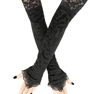 Black Extra Long Fingerless Gloves: Elegant Opera Arm Warmers