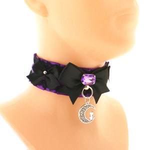 Purple black Kitten Pet Play Collar Kitte Play, Neko, PetPlay, Goth, Lolita, Princess, KittenPlay, Little Space, Cosplay Collar, All Sizes