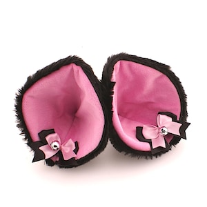 Roze zwarte harige kattenoren clip, kitten oren kattenoren faux pastel, oren neko cosplay, schattige oren kattenkostuum, kawaii oren kitten spelen kattenoren