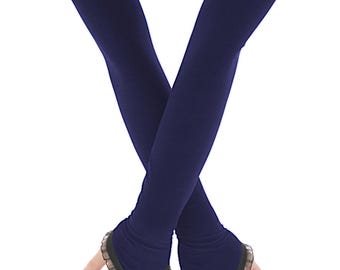 Navy Fingerless Opera Gloves Extra Long Trim Lace Evening Arm Warmers