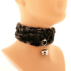 Fluffy Faux Fur Kitten Collar with Bell: Pet Play Choker