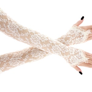 extra long beige lace gloves wedding gloves bridal opera fingerless gloves over elbow womens lace arm sleeves long gloves whole white gloves