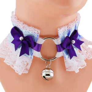 Handgemaakte satijnen kanten kraag: choker voor huisdieren met belletje