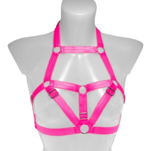 Elastic adjustable harness for women neon pink bra with a stylish look a design a strappy cage bralette bodysuit belt in a chic lingerie