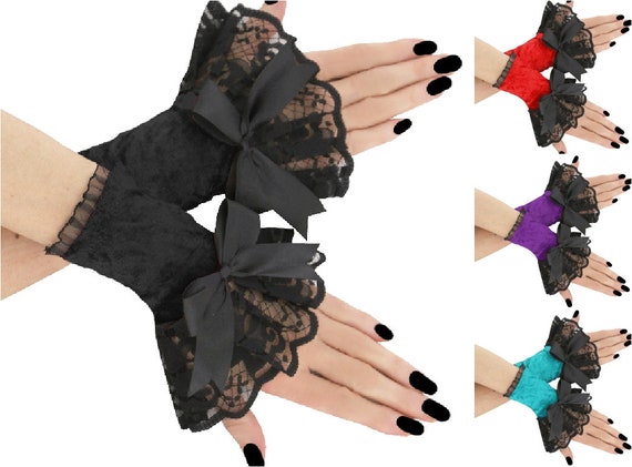 Accessories Gloves & Mittens Evening & Formal Gloves long gloves black lace fingerless gloves arm warmers bridal gloves burlesque cosplay goth bride gloves evening romantic gloves lolita 01 