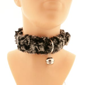 Fluffy Soft Collar Choker Bell Kitten Petplay Cosplay Adult Black Grey Buckle Kitten Costume Artificial Fur Kawaii Neko Day Collars Cosplay