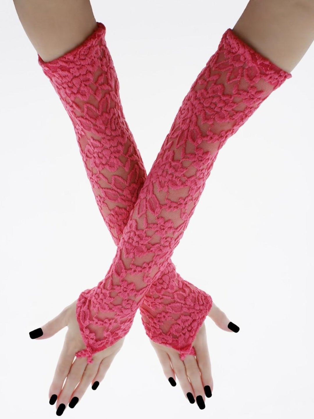 Lacy Princess Lace Gloves　手袋　グローブ　ピンク Amazon.com: AISIBO Pink Lace Gloves Women Ladies Elegant