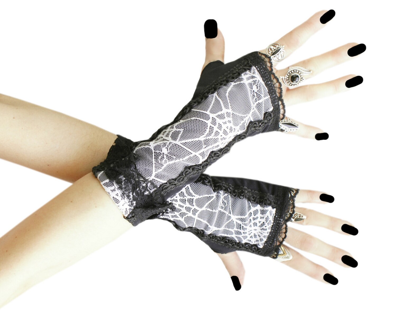 Gothic fingerless gloves mittens wrist warmers goth burlesque Etsy