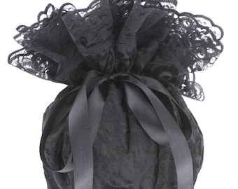 Pompadour Tasche schwarz Gothik Tasche handgelenktasche handtasche handtasche schwarz gemustert viktorianisch romantisch süß brautstasche