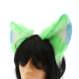Green Neko Cat Ears Handmade Furry Kitten Cosplay Headband