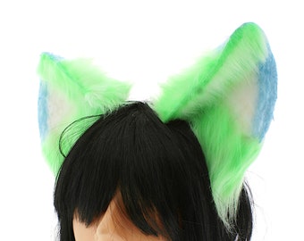 Green neko cat ears, cosplay cat ears, kawaii ears, cat neko ears, neko animal cosplay ears headband, kitten ears, kittenplay ears headband