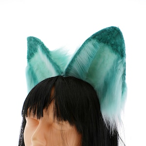 Green Neko Cat Ears: Furry Cosplay Kitten Headband