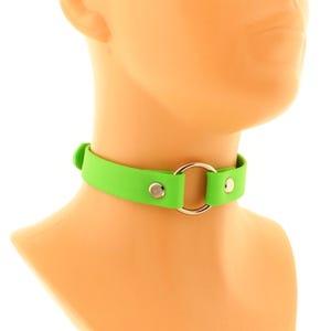 Biothane collar vegan leather neon green waterproof o ring adjustable strap choker kitten petplay puppy play costume