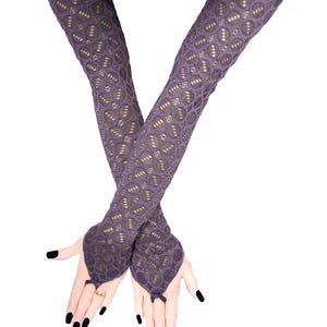 Lila Spitze Fingerlose Armstulpen, Cosplay Kostüm