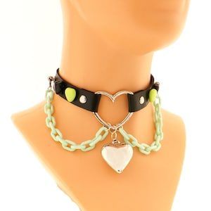 Vegan Leather Collar Coker Chain Plastic Kawaii Necklace Collars Cosplay Pendant Heart