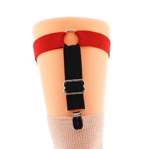 Red & Black Elastic Thigh Garter with Clip