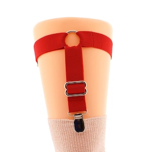 One Garter Adjustable Red Elastic Leg Garter for Thigh High Socks and Stockings Crocodile Clips for Durable Hold Sock hold ups