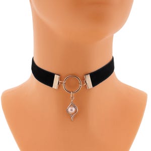 Velvet black thin o ring choker, collar pendant pearl, romantic necklace for women velvet collar day, girls costume chokers handmade gifts