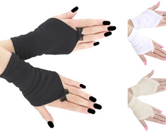 Gants noirs pour femmes, sans doigts, chauffe-poignets gothiques, gants de soirée gothiques 12