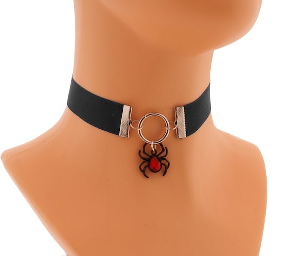 Collana Girocollo In Velluto Nero Con Fiocco Rosso | Goth Elegante | Choker Donna