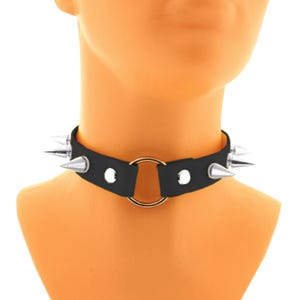 BioThane collar choker gothic spikes vegan leather black waterproof o ring adjustable strap choker kitten petplay puppy play costume
