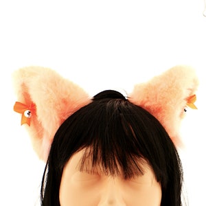 Orange Furry Cat Ears Headband: Kawaii Neko Cosplay Costume