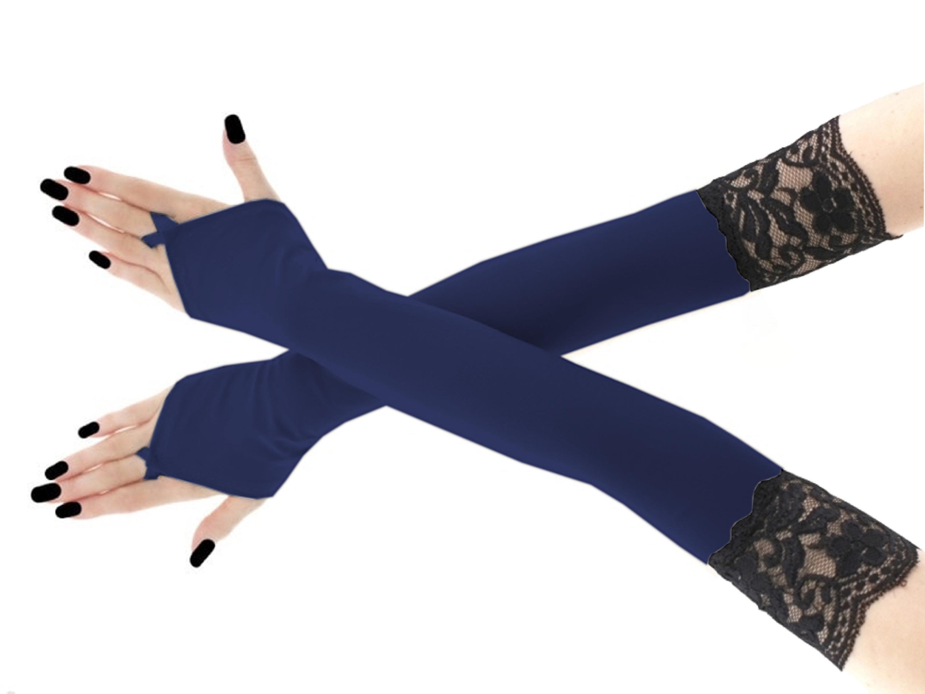 Operahandschoenen met zwart kant, 20 inch lange vingerloze armwarmers, elastische getrimde zwarte mouwen, donkere romantische avondkleding, alle maten XS-3XL - België Operahandschoenen met zwart kant, 20 inch lange vingerloze armwarmers, elastische getrimde zwarte mouwen, donkere romantische avondkleding, alle maten XS-3XL - België
