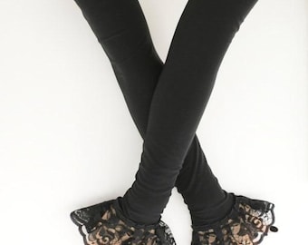 Guantes de ópera negros sin dedos con encaje y volantes, calentadores de brazos góticos para noche, mangas hechas a mano, accesorios para graduación, tallas XS a 3XL, regalo para ella.