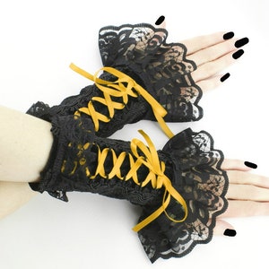 Black fingerless gloves arm warmers gothic bridal wedding gloves formal gloves bride lace gloves womens evening gloves victorian formal gloves evening gloves pastel elegant romantic cosplay costume lolita kawaii wedding gloves bride gloves burlesque