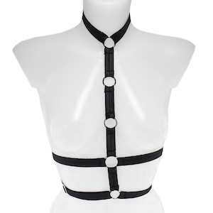 Black adjustable harness belting lingerie for women strappy bra with ribbon stretch womens nightgowns cage for a bold look burlesque