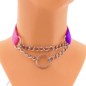 Handmade Goth Punk Nylon Choker: O-Ring Slip Chain Collar