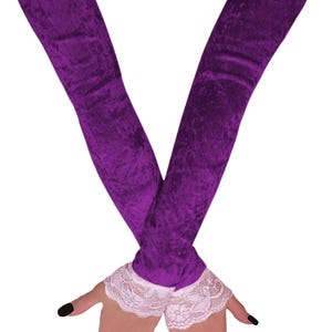 Lila Samt Extra Lange über Ellenbogen Stretch Handschuhe Oper Länge Braut Hochzeit Halloween Party Kostüm Prom Cosplay Pageant