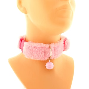 Fluffy Pink Faux Fur Kitten Collar with Bell