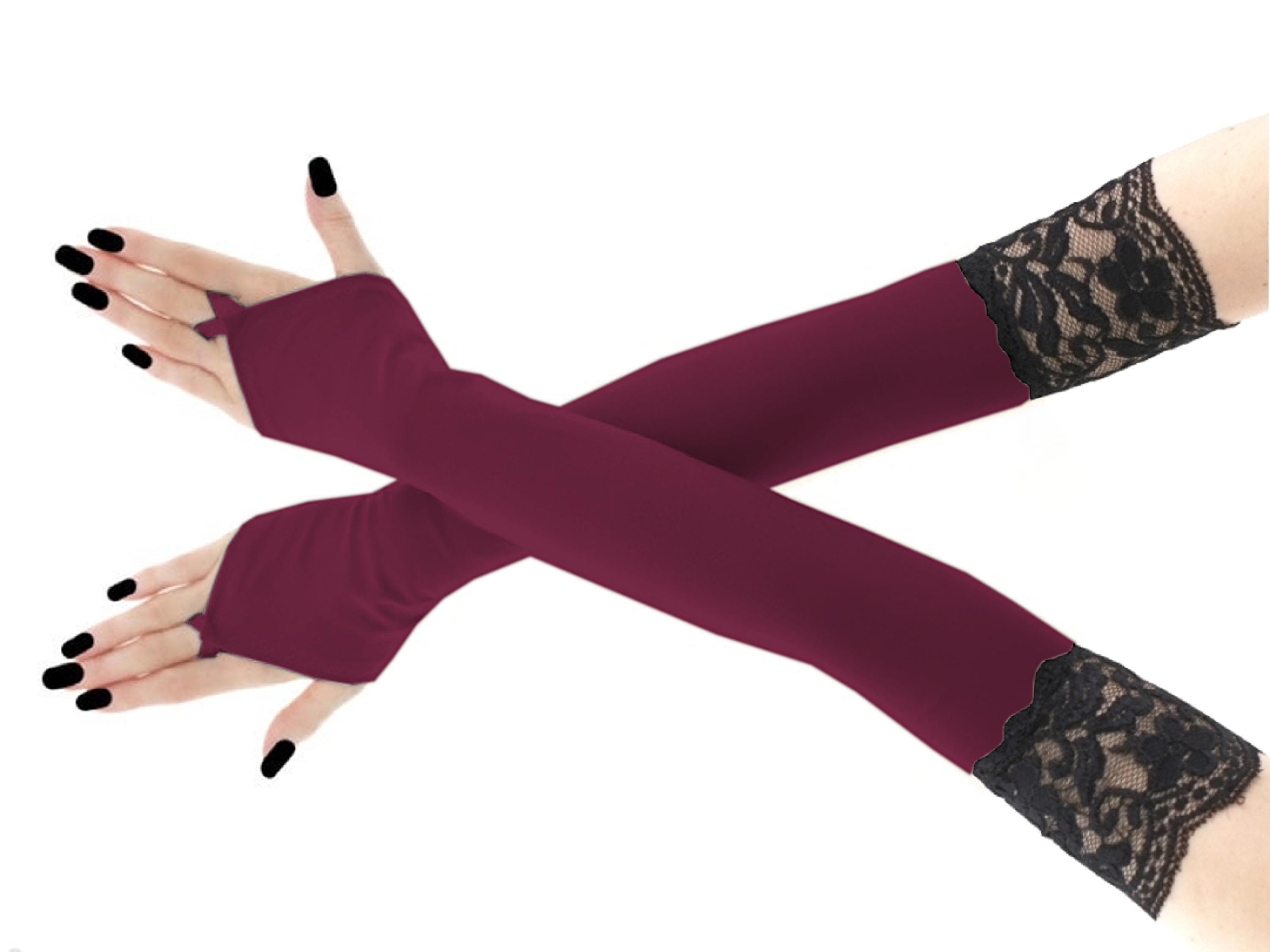 Black Lace Opera Gloves, 20 Inch Long Fingerless Arm Warmers