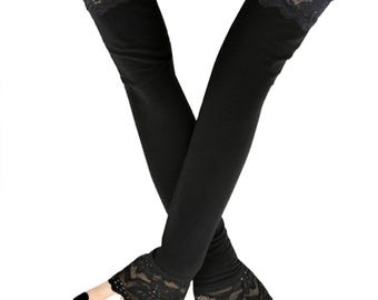 Black Lace Fingerless Opera Gloves: Gothic Victorian Arm Warmers