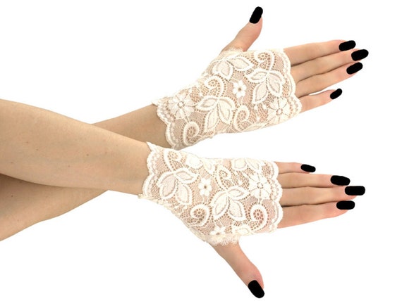 Guanti Da Sposa In Pizzo Con Perle | Lunghi 22cm | Eleganti Per Matrimoni E Serate - Foto 3