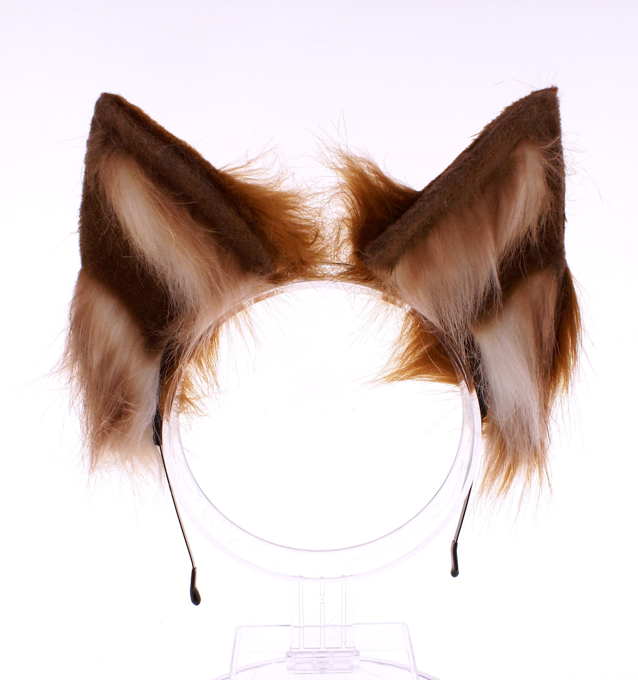Rusty Ear Faux Fur Fox Ears Headband, Realistic Rusty Brown Cosplay Accessory ...