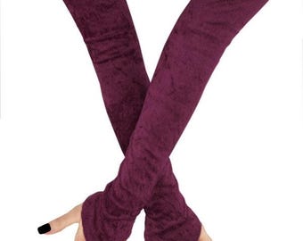Velvet Fingerless Opera Gloves: Extra Long Cosplay Arm Warmers