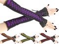 black purple gloves fingerless gloves evening arm warmers gloves burlesque gloves womens carneval lacing corset gloves over elbow extra long
