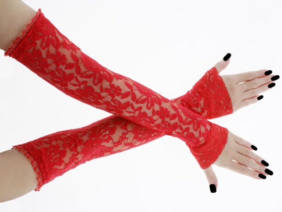 Fingerless Red Lace Gloves Fingerless Red Lace Gloves